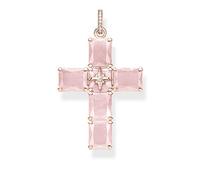 THOMAS SABO Damen Anhänger Kreuz, PE880-417-9, Rosa, OS