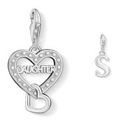 THOMAS SABO Damen-Anhänger Tochter & S Buchstabe Charm Club 925 Sterling Silber 1267-051-14 & 0193-001-12
