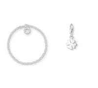 THOMAS SABO Damen Armband & Anhänger Charm Club 925 Sterling Silber - Kleeblatt X0163-001-12 & 0884-001-12