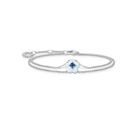 Thomas Sabo Damen Armband Blume mit blauem Stein Silber, 925 Sterlingsilber, Länge: 16-19 cm, A2093-496-1-L19v