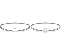 THOMAS SABO Damen Armband Grün Little Secret Kleeblatt 925 Sterling Silber LS017-173-5-L20v (Packung mit 2)
