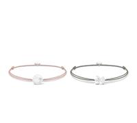 THOMAS SABO Damen Armband Little Secret Pusteblume Wishes Come True 925 Sterling Silber LS035-401-19-L20v & Damen Stoffarmband Grün Little Secret Engel 925 Sterling Silber LS037-401-5-L20v
