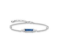 Thomas Sabo Damen Armband mit blauen und weißen Steinen Silber, 925er Sterlingsilber, mit saphirblauem Schmuckstein, Länge: 16-19 cm, A2018-166-1-L19V