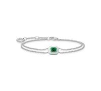 THOMAS SABO Damen Armband mit grünem Stein Silber, 925 Sterlingsilber mit Oktagon-Anhänger, Länge: 16-19 cm, A2095-496-6-L19v