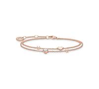 Thomas Sabo Damen Armband mit Herzen und weiße Steine roségold, 925er Sterlingsilber mit 750 Roségold Vergoldung, Länge: 16-19 cm, A2057-416-14-L19V