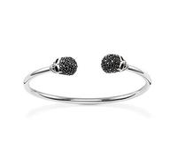 THOMAS SABO Damen-Armreif Rebel at Heart Totenkopf 925 Silber Zirkonia schwarz 17 cm - AR083-643-11-L