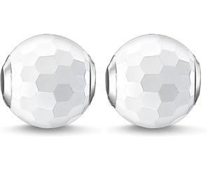 THOMAS SABO Damen Bead Achat facettiert weiß Karma Beads 925 Sterling Silber K0126-130-14 (Packung mit 2)