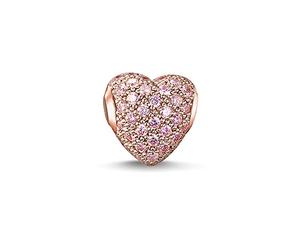 Thomas Sabo Damen-Bead Herz Karma Beads 925 Sterling Silber 750 rosegold vergoldet Zirkonia pink K0144-416-9