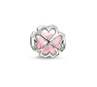 Thomas Sabo Damen-Bead Kleeblatt Karma Beads 925 Sterling Silber Rosenquarz facettiert pink K0170-034-9