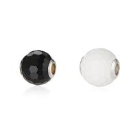 THOMAS SABO Damen Bead Obsidian facettiert & Achat facettiert weiß Karma Bead 925 Sterling Silber K0003-023-11 & K0126-130-14