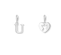Thomas Sabo Damen Charm-Anhänger Buchstabe A-Z Charm Club Geschwärzt 925 Sterling Silber, Buchstabe U & Damen Charm-Anhänger Schutzengel Herz Charm Club 925 Sterling Silber 0869-001-12