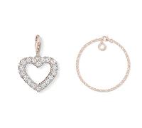 THOMAS SABO Damen-Charm-Anhänger Herz Charm Club 925 Sterling Silber 1574-416-14 & Damen Charm-Armband Classic Roségold Charm Club 925 Sterling Silber X0243-415-40