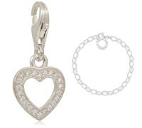 THOMAS SABO Damen Charm-Anhänger Herz Zirkonia Charm Club 925 Sterling Silber 0930-051-14 & Damen Charm-Armband Classic Charm Club 925 Sterling Silber X0031-001-12