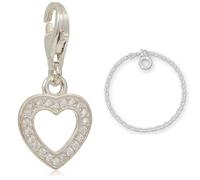 THOMAS SABO Damen Charm-Anhänger Herz Zirkonia und Armband Classic Club 925 Sterling Silber