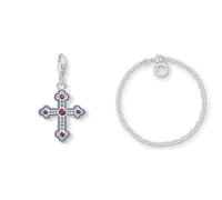 THOMAS SABO Damen Charm-Anhänger Viktorianisches Kreuz 925 Sterling Silber 1496-391-7 & Damen Charm-Armband Charm Club 925 Sterling Silber X0163-001-12