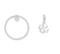 THOMAS SABO Damen Charm-Armband Charm Club 925 Sterling Silber X0163-001-12 & Damen Charm-Anhänger Kleeblatt Glücksbringer Charm Club 925 Sterling Silber 0884-001-12