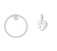 THOMAS SABO Damen Charm-Armband Classic Charm Club 925 Sterling Silber X0163-001-12 & Damen Charm-Anhänger Schutzengel Herz Charm Club 925 Sterling Silber 0869-001-12
