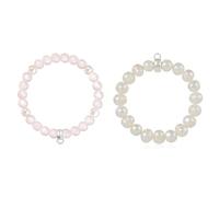 THOMAS SABO Damen Charm-Armband Rosenquarz Süßwasserzuchtperle 925 Sterling Silber X0222-469-9 & Damen Charm-Armband Charm Club Süßwasser Zuchtperle 925 Sterling Silber X0041-082-14