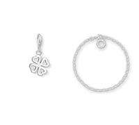 THOMAS SABO Damen-Charm Club-Anhänger Kleeblatt 925er Sterlingsilber 0790-001-12 & Damen Charm-Armband Charm Club 925 Sterling Silber X0163-001-12