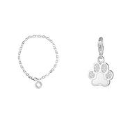 THOMAS SABO Damen Charm-Fußkette Classic 925 Sterling Silber X0034-001-12 & Damen Charm-Anhänger Tatze Pfote 925 Sterling Silber 1339-051-14