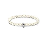 Thomas Sabo Damen Charm-Perlenarmband silber, mit schimmernden Süßwasserzuchtperlen, 925 Sterlingsilber, Länge: 15 cm, X0284-082-14-L15