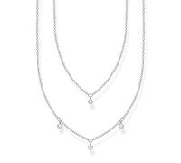 Thomas Sabo Halskette Damen KE2078-051-14 Doppelreihig weiße Steine 925 Sterlingsilber 40-45 cm