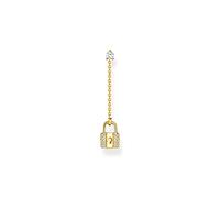 THOMAS SABO Damen Einzel Ohrring Schloss mit weißen Steinen gold 925 Sterlingsilber, 750 Gelbgold Vergoldung H2213-414-14
