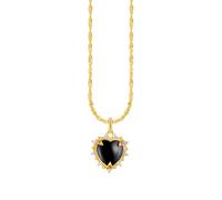 Thomas Sabo KE2297-995-11-L45V Herz True Romance Kette - Schwarz - Silber + 750er Vergoldung + Lab Grown Saphir 40-45 cm