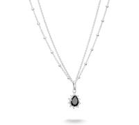 Kette mit Anhänger THOMAS SABO "True Romance Halskette Schwarzer Stein" Gr. 45, silberfarben, schwarz, kristallweiß, Halsketten, Damen, 45, Silber 925 (recycelt), B: 2,4mm, mit Zirkonia (synth.), B:2,