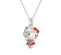 Kette mit Anhänger THOMAS SABO "THOMAS SABO ♡ Hello Kitty Kette mit Herz" Gr. 50, silberfarben, schwarz, rot, gelb, weiß, dunkelrot, kristallweiß, rot, Halsketten, Damen, 50, Metall, mit Zirkonia (syn