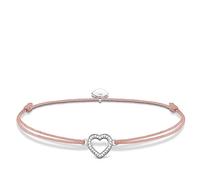 Armband THOMAS SABO "Little Secret Herz", rosa (silberfarben, beige, weiß, weiß), Armbänder, Damen, Nylon Silber 925 (recycelt), Nylon, Silber 925 (recycelt), Armband, mit Zirkonia (47402253-0) silber