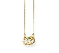 Thomas Sabo Damen Kette Together mit zwei Ringen bunten Steinen vergoldet, aus 925er Sterlingsilber mit 750er Gelbgold-Vergoldung, Länge 55cm, KE1488-996-7-L55V