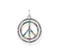 THOMAS SABO Damen Ketten Anhänger Peace, mit mehreren bunten Zirkoniasteinen, 925er Sterlingsilber geschwärzt, Maße: 37 x 28 mm, PE941-318-7