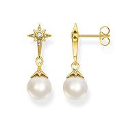 Thomas Sabo Damen Ohrringe Perle mit Stern gold 925 Sterlingsilber, 750 Gelbgold Vergoldung H2118-445-14