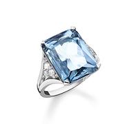Thomas Sabo Damen Ring aus Sterling-Silber mit Zirkonia-Steinen in Weiß und Blau, Gr. 52, TR2339-059-1-52