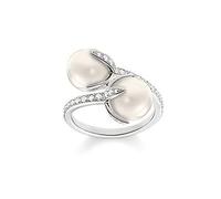 Thomas Sabo Damen-Ring Glam & Soul 925 Silber Zirkonia transparent Perle Gr. 54 (17.2) - TR2079-167-14-54