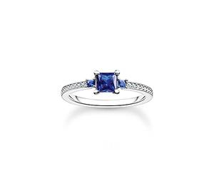 THOMAS SABO Damen Ring mit blauen und weissen Steinen 925 Sterlingsilber TR2402-166-32