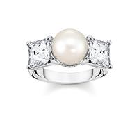 THOMAS SABO Damen-Ring Perle und Weiße Steine Silber TR2408-167-14-52 Ringgröße 52/16,6