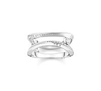 THOMAS SABO Damen-Silberring Welle mit Weißen Steinen TR2382-051-14-58 Ringgröße 58/18,5