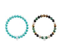 THOMAS SABO Damen & Unisex Charm-Armband 925 Sterling Silber - Türkis, Erdtöne - Charm Club X0213-404-17 & X0217-947-7
