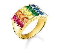 THOMAS SABO Damenring Bunte Steine Pavé Goldfarben TR2359-996-7-58 Ringgröße 58/18,5
