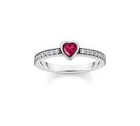 Thomas Sabo TR2448-640-10-52 Ring - Solitärring mit Herzstein - Silber gesch. & synth. Korund & Zirkonia - Rot - Gr. 52