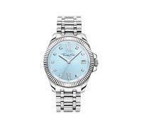 THOMAS SABO Damenuhr Divine Blue mit hellblauem Zifferblatt und weißen Steinen Silber Edelstahl, Edelstahl Silberfarben