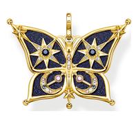 THOMAS SABO Kettenanhänger »Schmetterling Stern & Mond, PE929-945-7, PE929-963-7«, mit Glas-Keramik Stein, Sandstein-Imitat, Spinell (synth), Zirkonia (synth), gelbgoldfarben-mehrfarbig