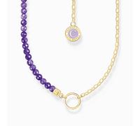 THOMAS SABO Member Charm-Kette mit Gliedern und imitiertem Amethyst vergoldet 925 Sterlingsilber, 750 Gelbgold Vergoldung, Kaltemail