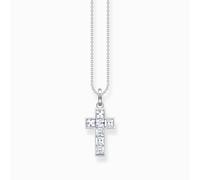 Kreuzkette THOMAS SABO "Kreuz, KE2166-051-14-L45V, KE2166-477-7-L45V, KE2166-643-11-L45V" Halsketten Gr. 45, Silber 925 (Sterlingsilber), bunt (silberfarben, weiß, weiß) Damen Kreuzketten mit Glas-Keramik Stein, Korund (synth.), Zirkonia (synth.) (25414455-45)