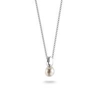 Kette mit Anhänger THOMAS SABO "Bold Elegance Kette Perle" Gr. 45, weiß (silberfarben, weiß), Halsketten, Damen, 45, Perlen Silber 925 (recycelt), B: 9mm, Perlen, Silber 925 (recycelt), mit Süßwasserz