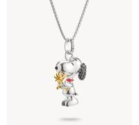 Kette mit Anhänger THOMAS SABO "THOMAS SABO x Peanuts Kette Snoopy Pavé" Gr. 50, silberfarben, gelbgoldfarben, schwarz, rot, Halsketten, Damen, 50, Silber 925 (recycelt), L: 50 B: 17mm, mit Zirkonia (