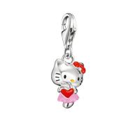 Charm-Einhänger THOMAS SABO "THOMAS SABO ♡ Hello Kitty Charm mit Herz - Original", pink (silberfarben, schwarz, rot, gelb, pink), Charms, Damen, Metall, Emaille (48818400-0) silberfarben, schwarz, rot