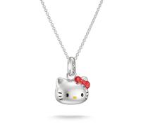 Kette mit Anhänger THOMAS SABO "THOMAS SABO ♡ Hello Kitty Kette mit roter Schleife" Gr. 45, silberfarben, schwarz, rot, gelb, Halsketten, Damen, 45, Metall, Emaille (55638723-45) silberfarben, schwarz